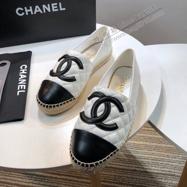 Chanel女鞋 香奈兒頂級版本漁夫鞋 白皮黑皮標  naq1102